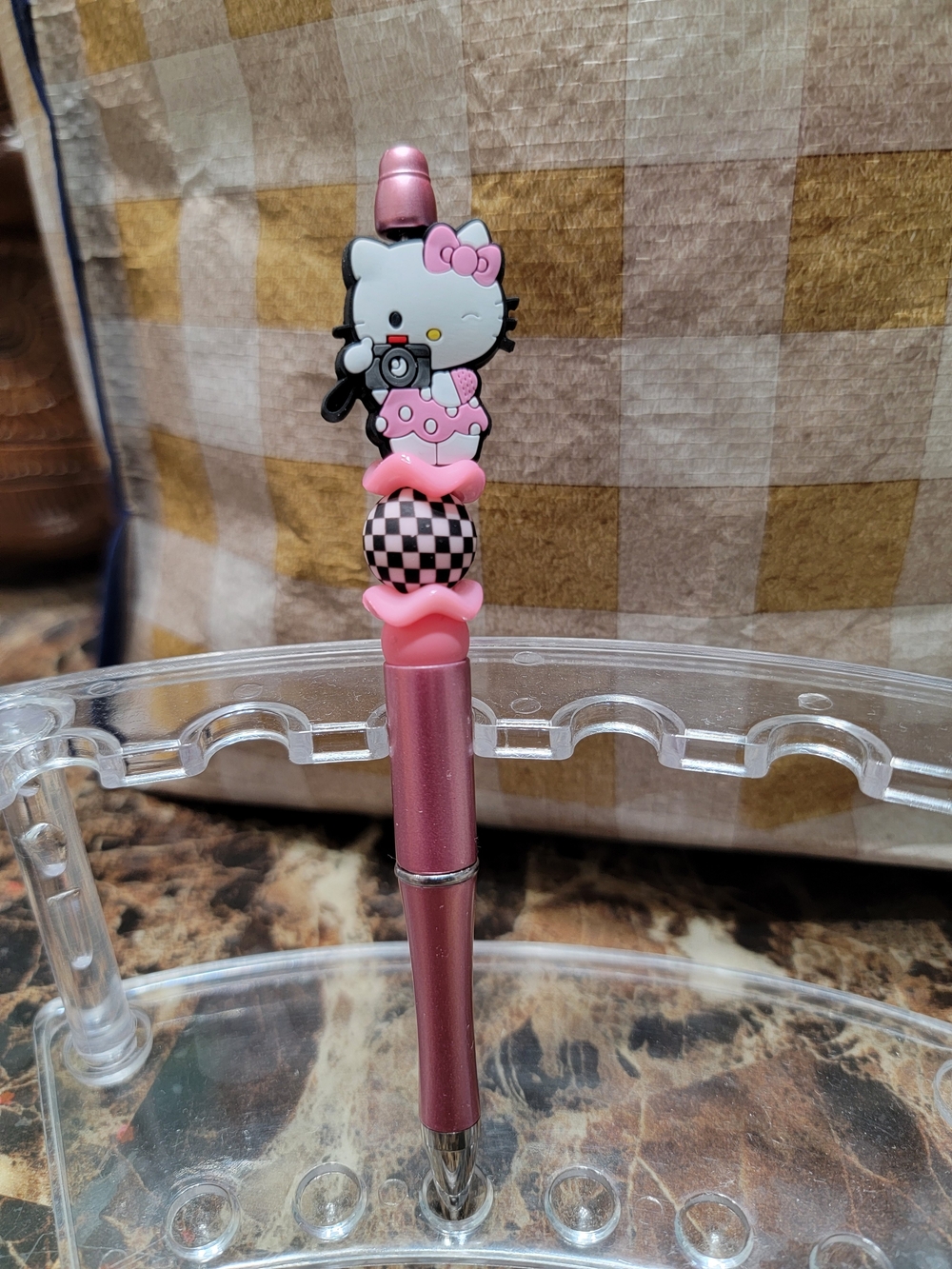 Pink Character Topper Ballpoint Pen - Cute Kitty Design